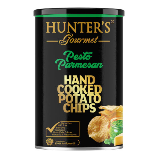 Hunter's Pesto Parmesan Chips Canister CTN (12x 150g)